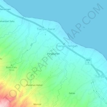 Mapa topográfico Pangiyahan, altitud, relieve