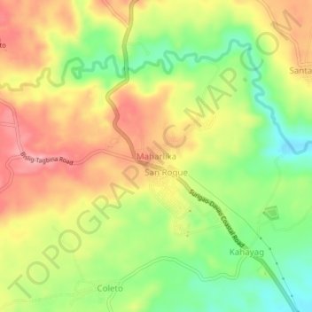Mapa topográfico Maharlika, altitud, relieve