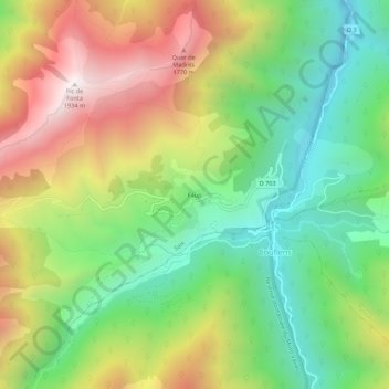 Mapa topográfico Faup, altitud, relieve