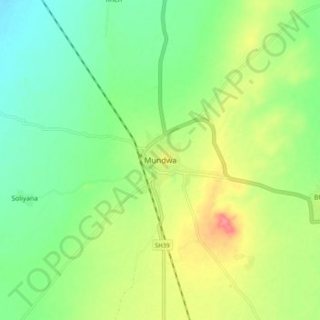 Mapa topográfico Mundwa, altitud, relieve