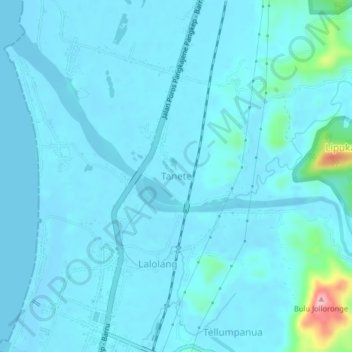 Mapa topográfico Tanete, altitud, relieve