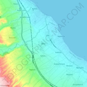 Mapa topográfico Velo, altitud, relieve