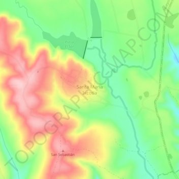 Mapa topográfico Santa María Ixcotla, altitud, relieve