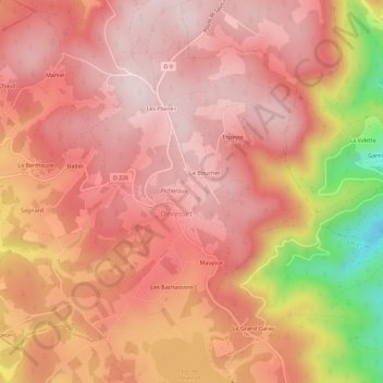 Mapa topográfico Lafont, altitud, relieve