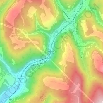 Mapa topográfico Detmold, altitud, relieve