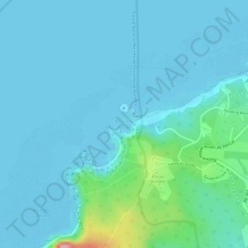 Mapa topográfico Baía dos Porcos, altitud, relieve