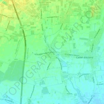 Mapa topográfico Azzano, altitud, relieve