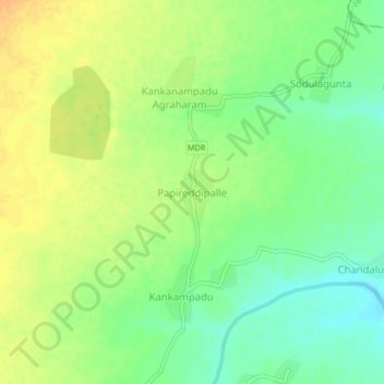 Mapa topográfico Papireddipalle, altitud, relieve