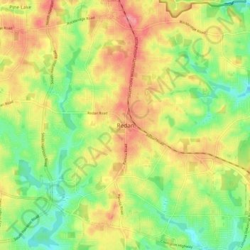 Mapa topográfico Redan, altitud, relieve