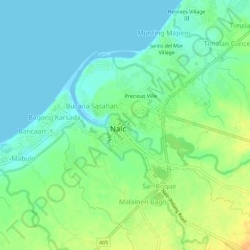 Mapa topográfico Gomez-Zamora, altitud, relieve