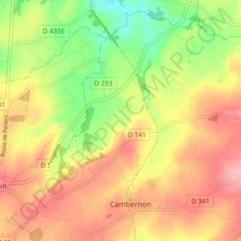 Mapa topográfico La Fillastrerie, altitud, relieve