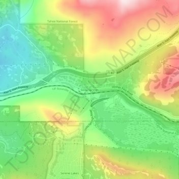 Mapa topográfico Soda Springs, altitud, relieve
