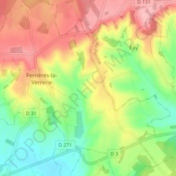 Mapa topográfico Cochet, altitud, relieve