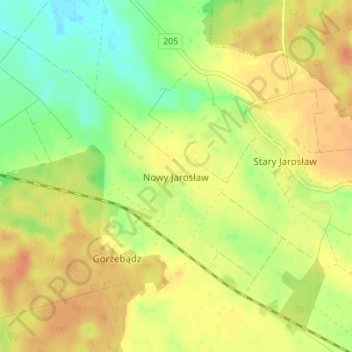 Mapa topográfico Nowy Jarosław, altitud, relieve