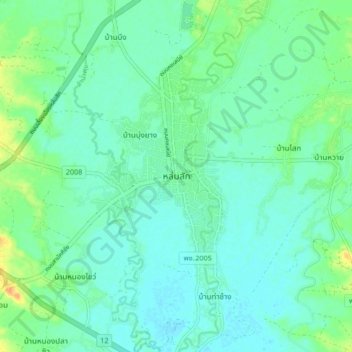 Mapa topográfico Lom Sak, altitud, relieve