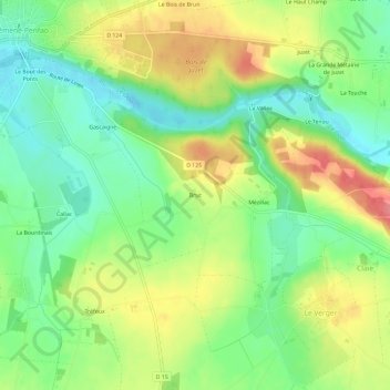 Mapa topográfico Bruc, altitud, relieve