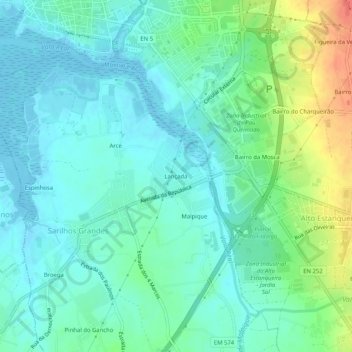 Mapa topográfico Lançada, altitud, relieve
