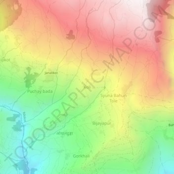 Mapa topográfico Koli, altitud, relieve