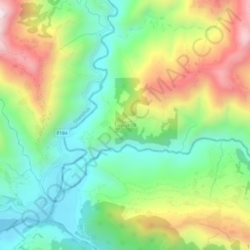 Mapa topográfico Takukot, altitud, relieve
