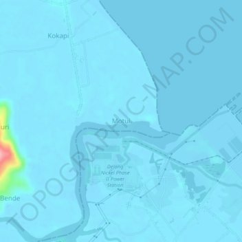 Mapa topográfico Motui, altitud, relieve