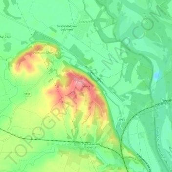 Mapa topográfico Monte, altitud, relieve