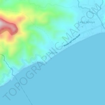 Mapa topográfico Hugom, altitud, relieve