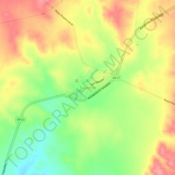 Mapa topográfico Saladillo, altitud, relieve
