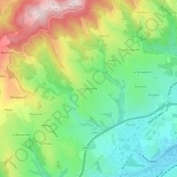 Mapa topográfico La Donzelière, altitud, relieve