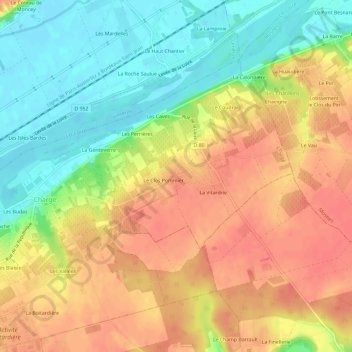 Mapa topográfico Artigny, altitud, relieve