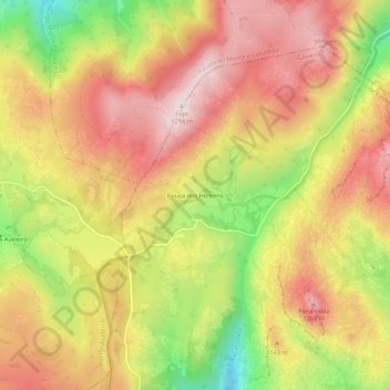 Mapa topográfico Bouça dos Homens, altitud, relieve