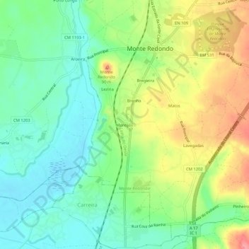 Mapa topográfico Montijos, altitud, relieve