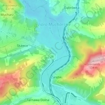 Mapa topográfico Bochenkowa Dolina, altitud, relieve