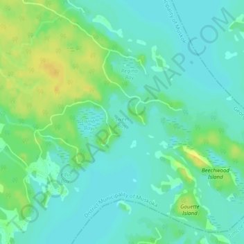 Mapa topográfico Sweet Bay, altitud, relieve