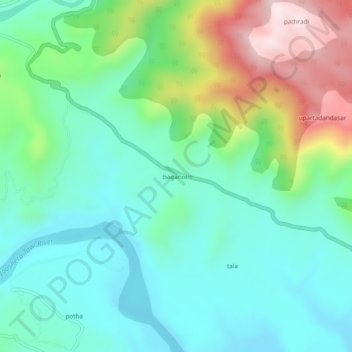Mapa topográfico baganoti, altitud, relieve