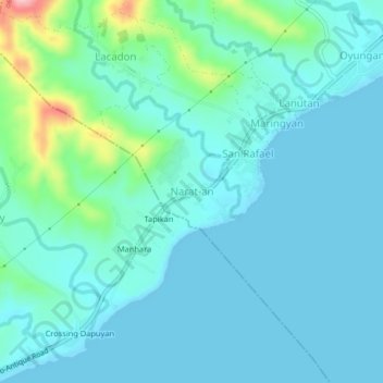 Mapa topográfico Narat-an, altitud, relieve