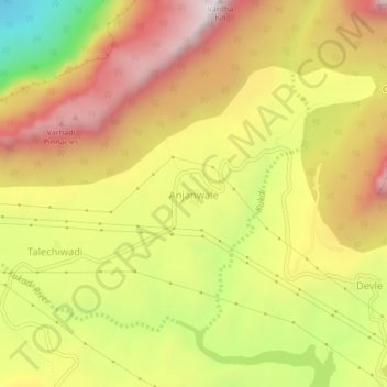 Mapa topográfico Anjanwale, altitud, relieve