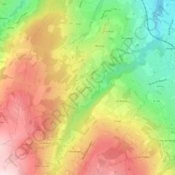 Mapa topográfico Vuret, altitud, relieve