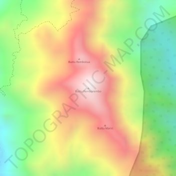 Mapa topográfico Buttu Remborembo, altitud, relieve