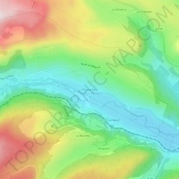Mapa topográfico Fraisse Bas, altitud, relieve