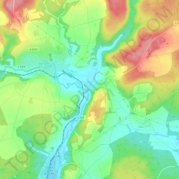 Mapa topográfico Hitzkofen, altitud, relieve