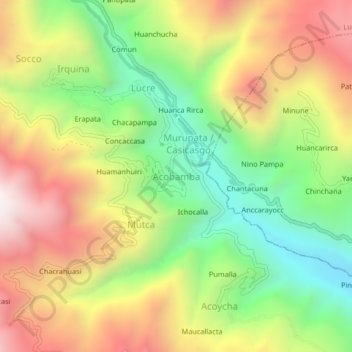 Mapa topográfico Acobamba, altitud, relieve