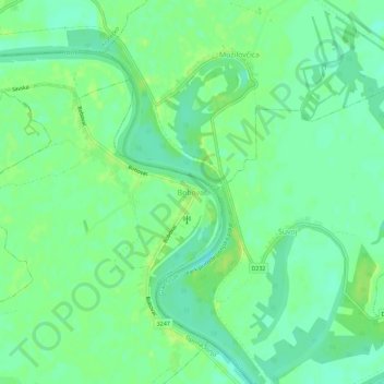 Mapa topográfico Bobovac, altitud, relieve