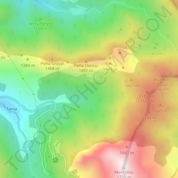 Mapa topográfico Navarone, altitud, relieve
