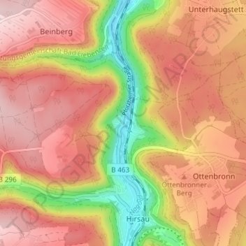 Mapa topográfico Ernstmühl, altitud, relieve