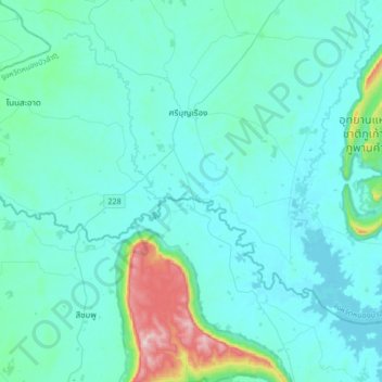 Mapa topográfico Chom Thong, altitud, relieve