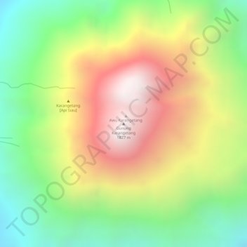 Mapa topográfico Volcán Karangetang, altitud, relieve