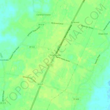 Mapa topográfico Treherneville, altitud, relieve