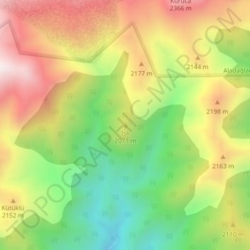 Mapa topográfico İsli, altitud, relieve