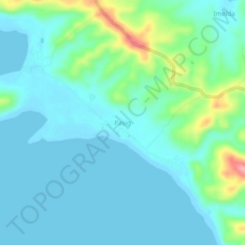 Mapa topográfico Pasig, altitud, relieve