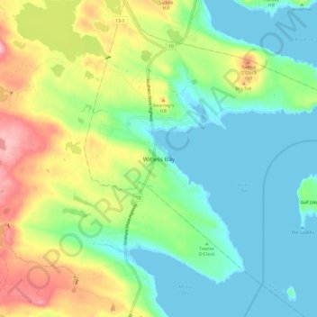 Mapa topográfico Witless Bay, altitud, relieve